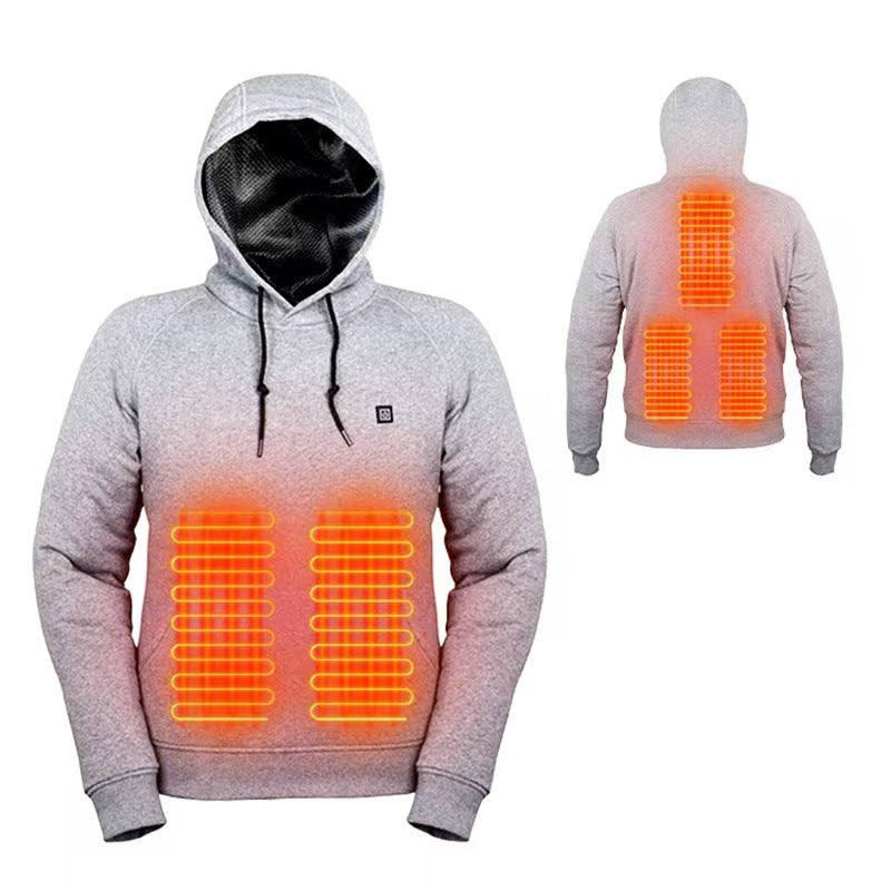 Cross Border Hooded Heating Sweatshirt Heating Clothing Men's USB Heating Sweatshirt Thermal Outdoor Casual Clothing Electric Heating